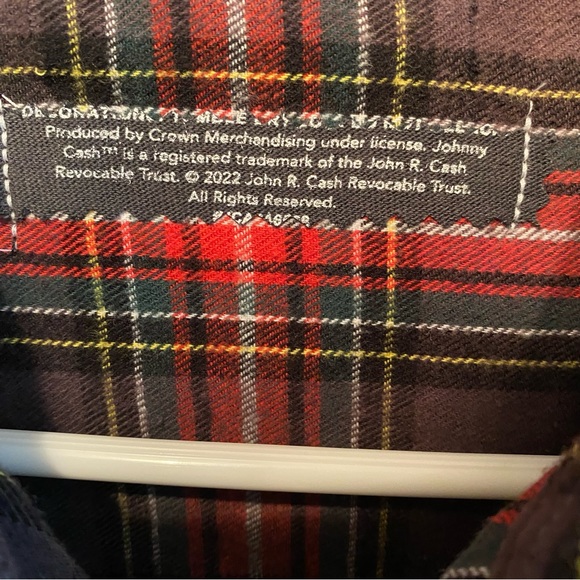 Johnny Cash Flannel Shirt Bleached Plaid Mens Unisex Size Large Handmade EUC - Picture 9 of 14